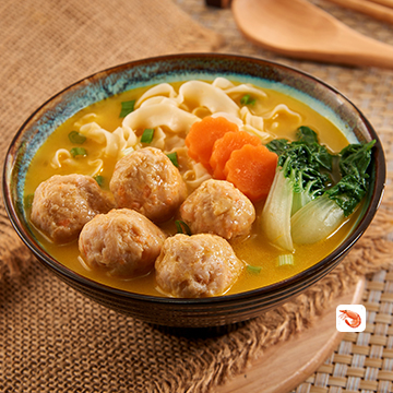 Golden Pumpkin Soup Shrimp Meatball Noodle (5 PCS)